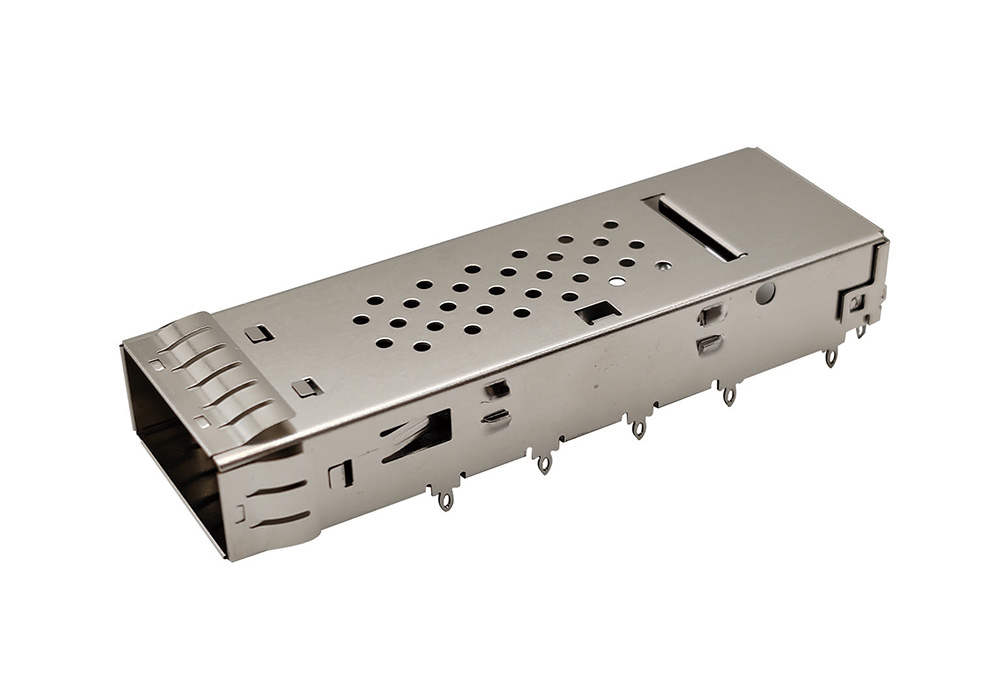 Single layer QSFP28 28G fiber cage crimping type 1 * 1 single port with heat dissipation hole
