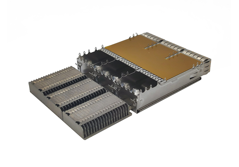 Single layer QSFP28 28G fiber cage 1 * 3 with/without heat sink