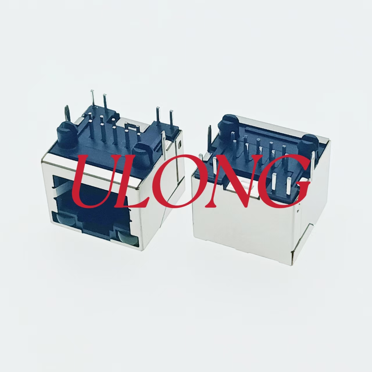 RJ48-10P10C  全包带灯屏蔽左黄右绿网络插座工业类网口朝上