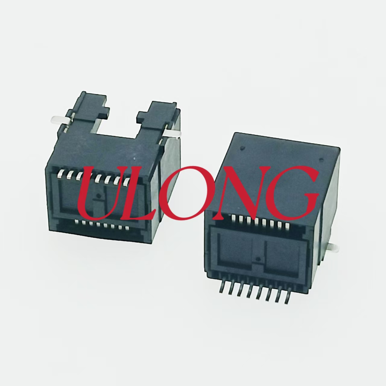 超低SMT RJ45 8P8C 全塑带铁脚外贴