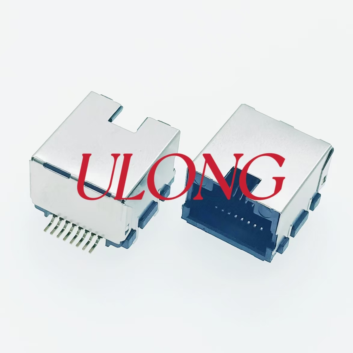 SMT RJ45 8P8C 四脚插板PIN针贴片有后盖板上10.75MM