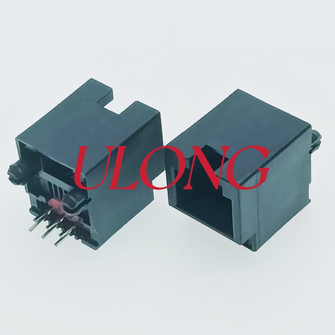RJ12 6P6C 断层带台阶插件全塑DIP高15.7MM