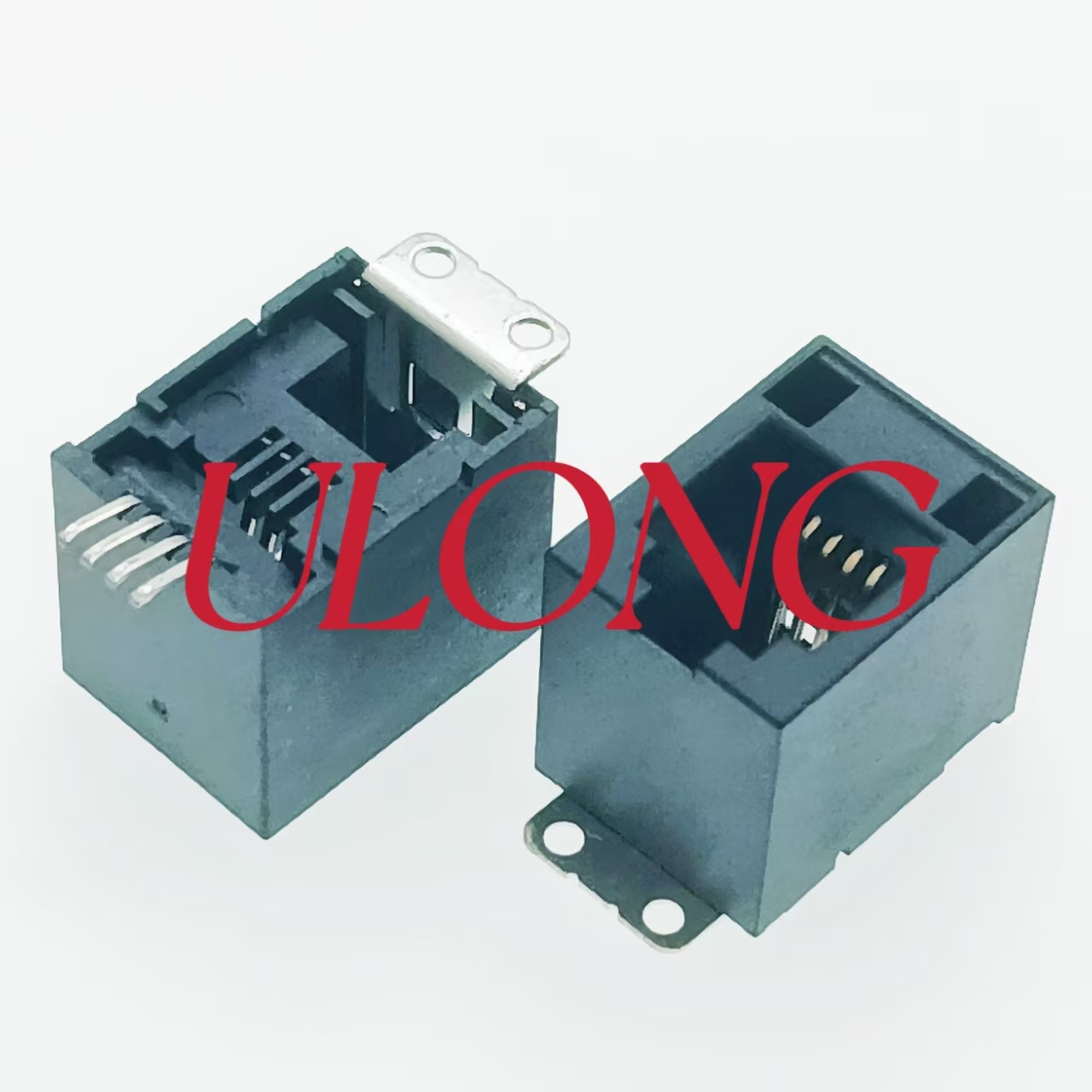直插SMT RJ11 4P4C 全塑12.7MM带贴片铁脚