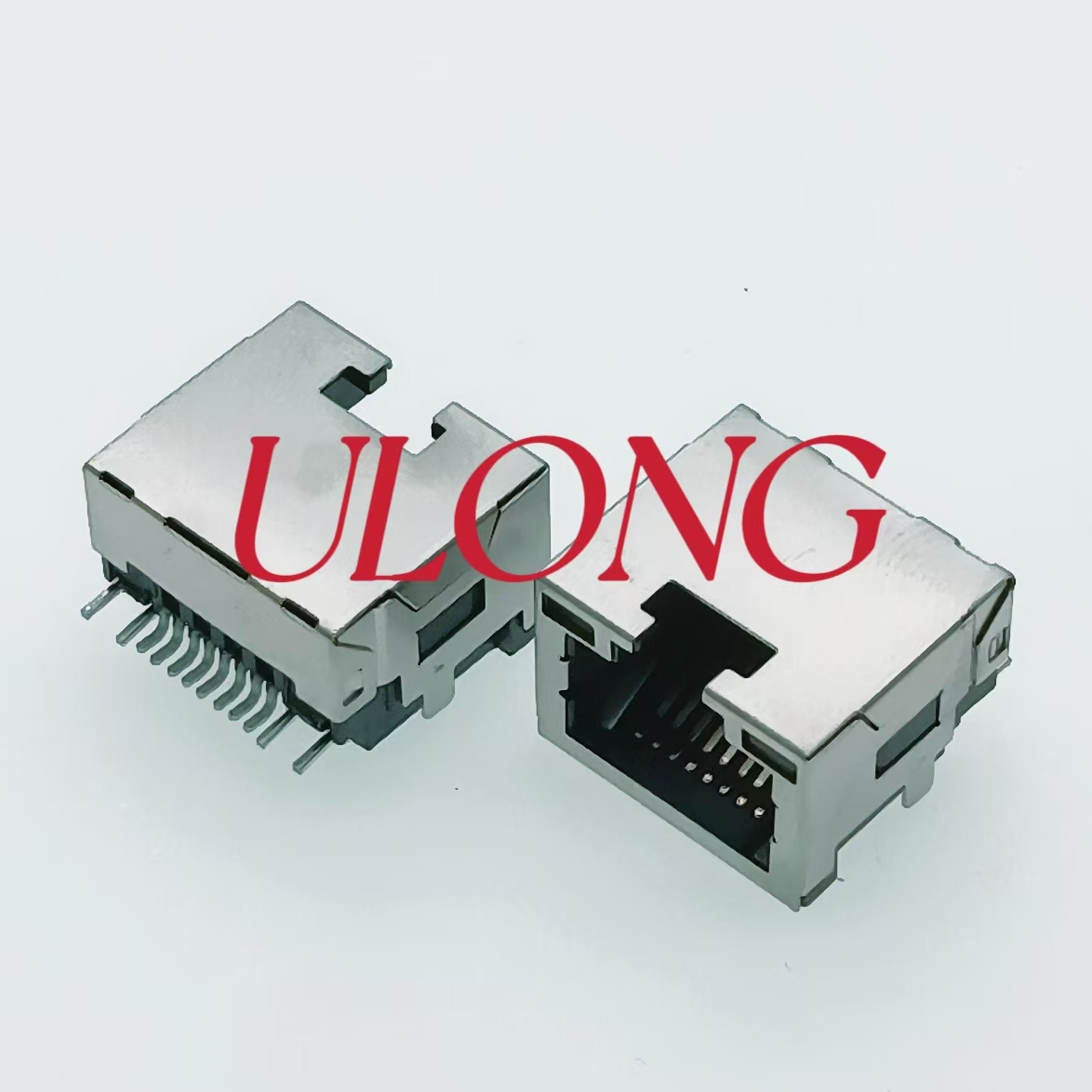 RJ45连接器沉板SMT 8P8C 带灯左黄右绿板下2.8MM