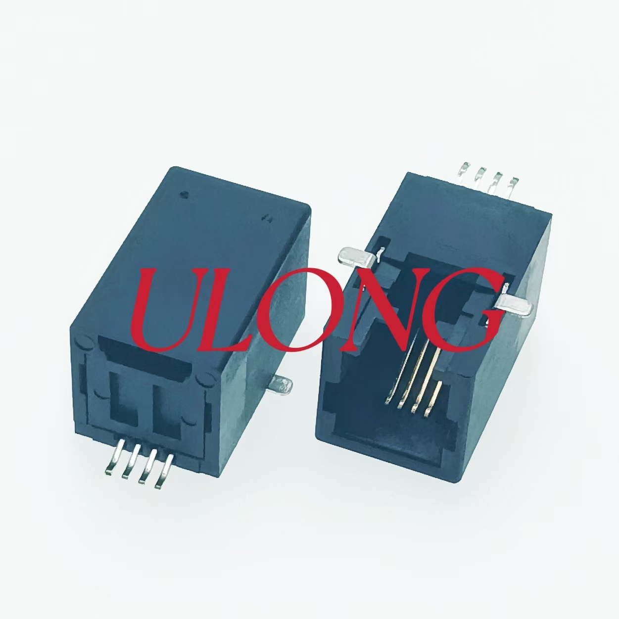 RJ9 4P4C 电话插座带贴片铁脚SMT卧贴