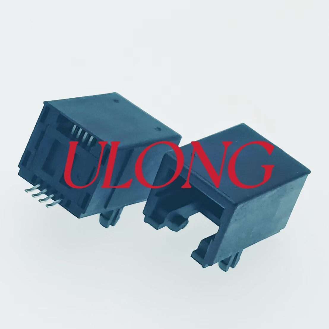RJ11 6P4C 电话插座带塑定位柱SMT卧贴