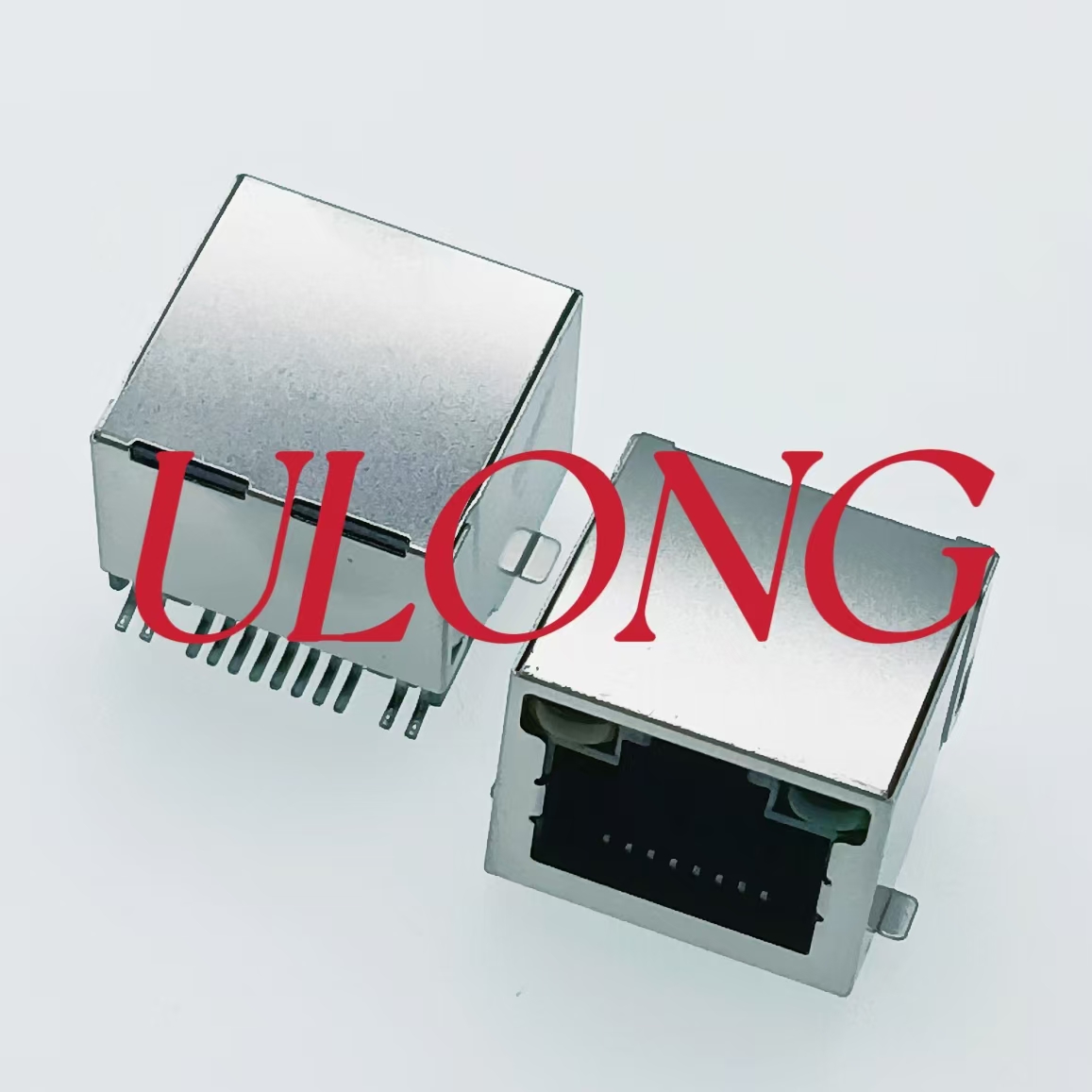 SMT RJ45 8P8C 贴片口朝上带灯左黄右绿屏蔽卷带