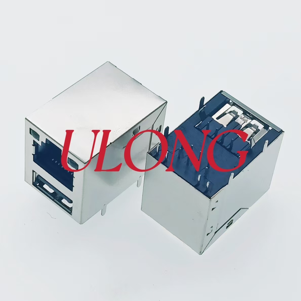 RJ45带USB2.0带灯左黄右绿铜壳