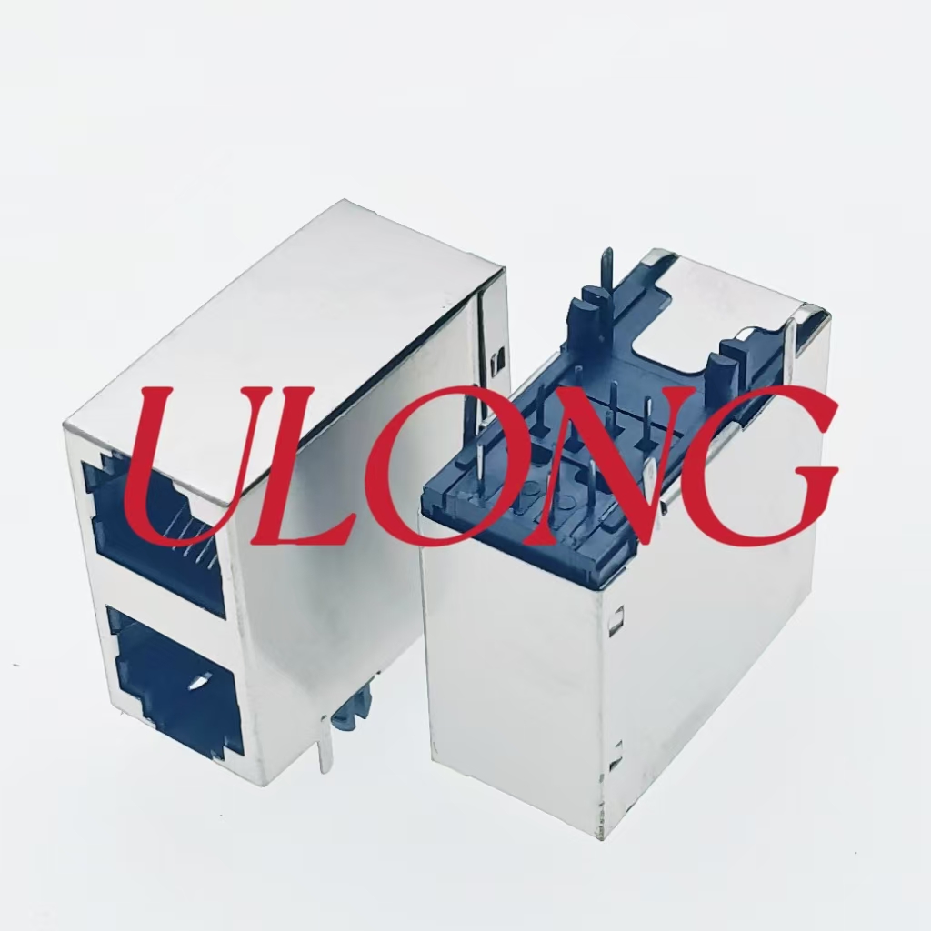 双层RJ12-2X1-6P6C电话连接器全包