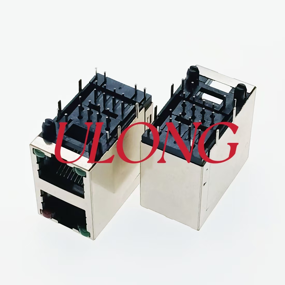 RJ45-2X1带灯无弹左绿右红屏蔽