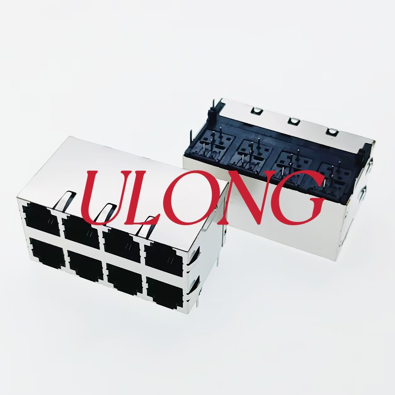 RJ11-2X4-6P2C黑色全包屏蔽带弹电话座