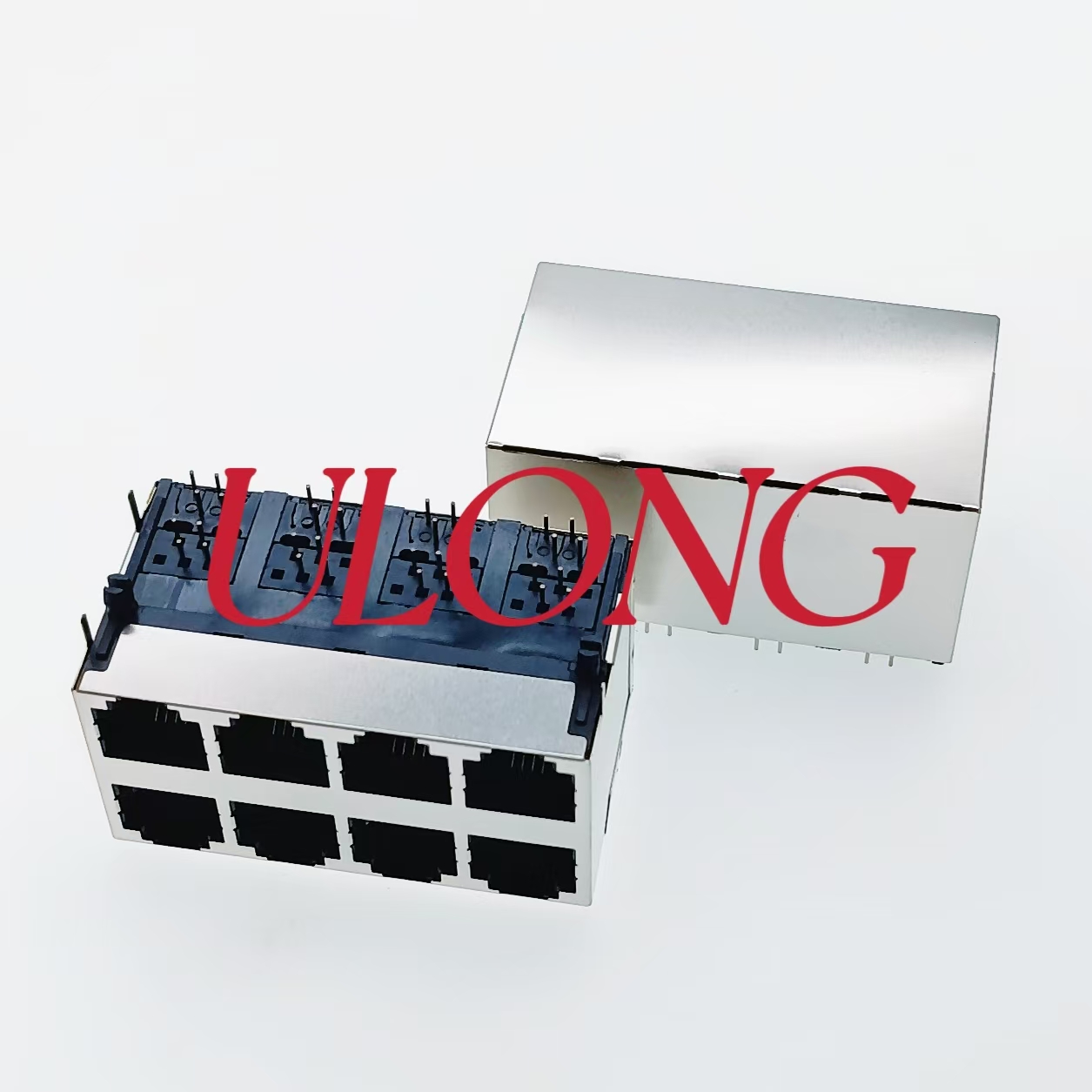 RJ11-2X4-6P4C黑色全包屏蔽带弹电话座