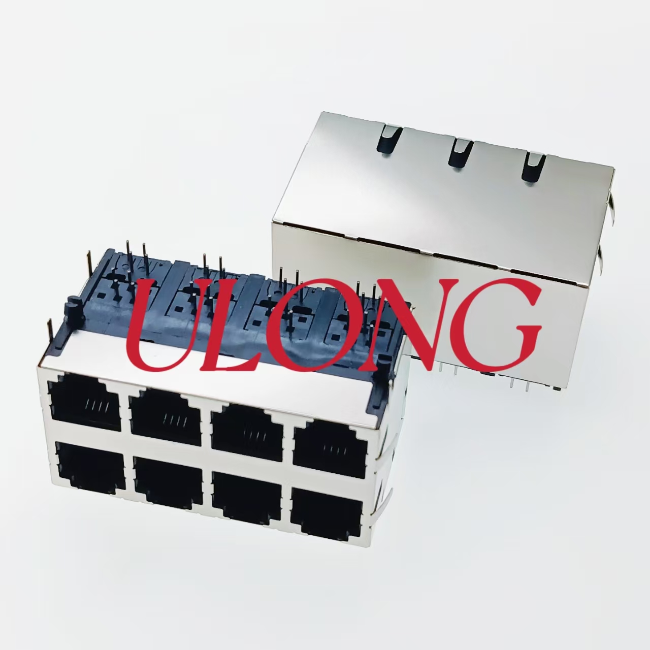 RJ11-2X4-6P4C黑色全包屏蔽底无弹电话座