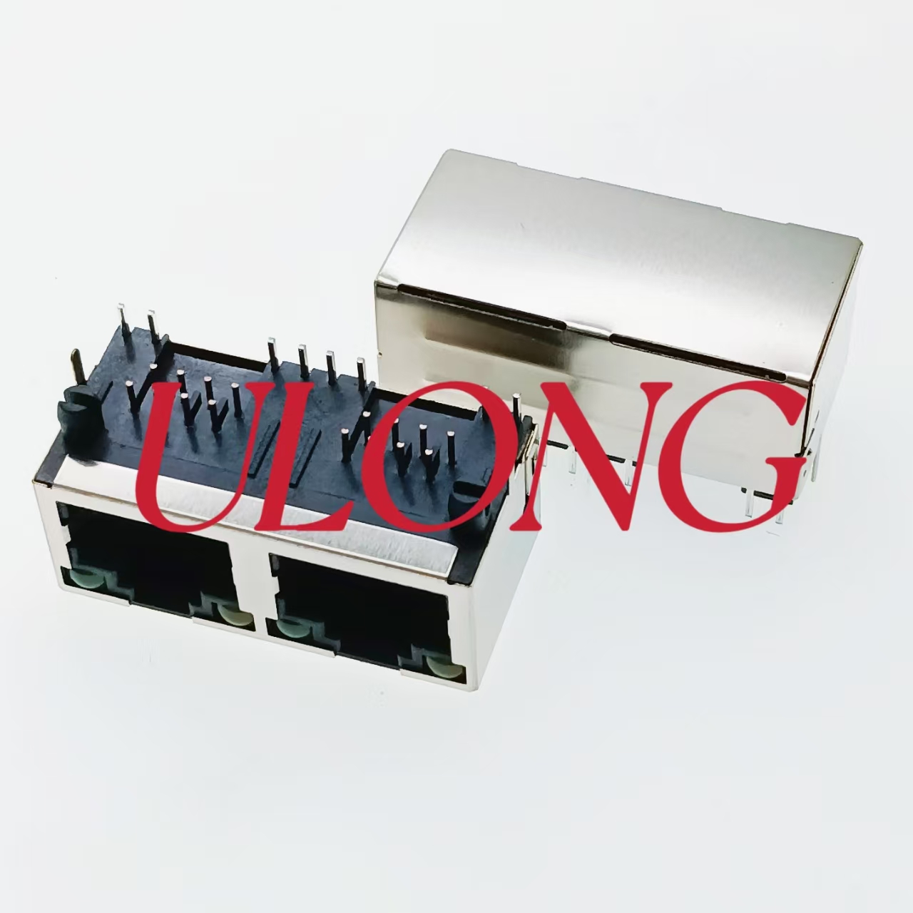 RJ45插座-1X2-8P8C带灯平左黄右绿