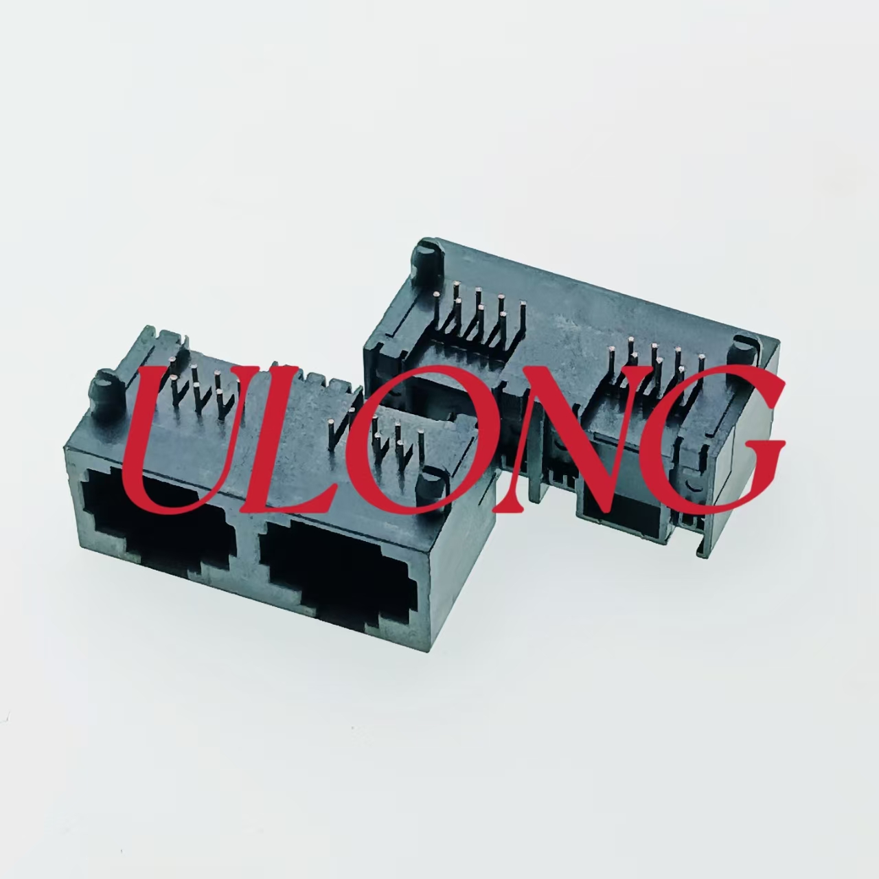 RJ45插座-1X2-8P8C无灯黑色全塑