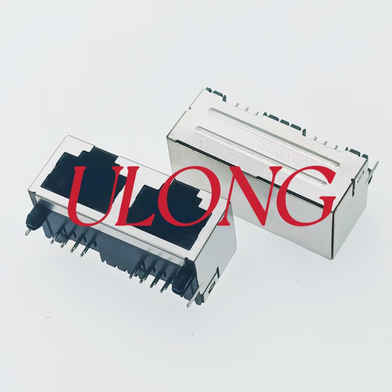 RJ45插座-1X2-8P8C无灯黑色全包屏蔽