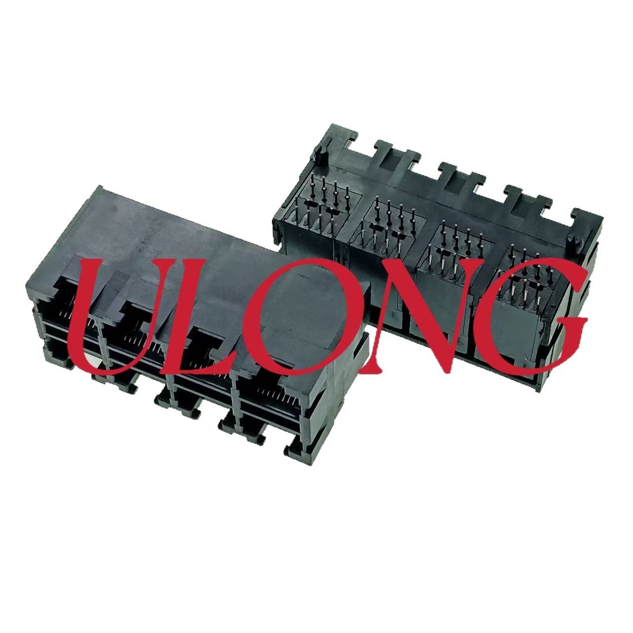 RJ45-2X4-8P8C黑色全塑电话座子