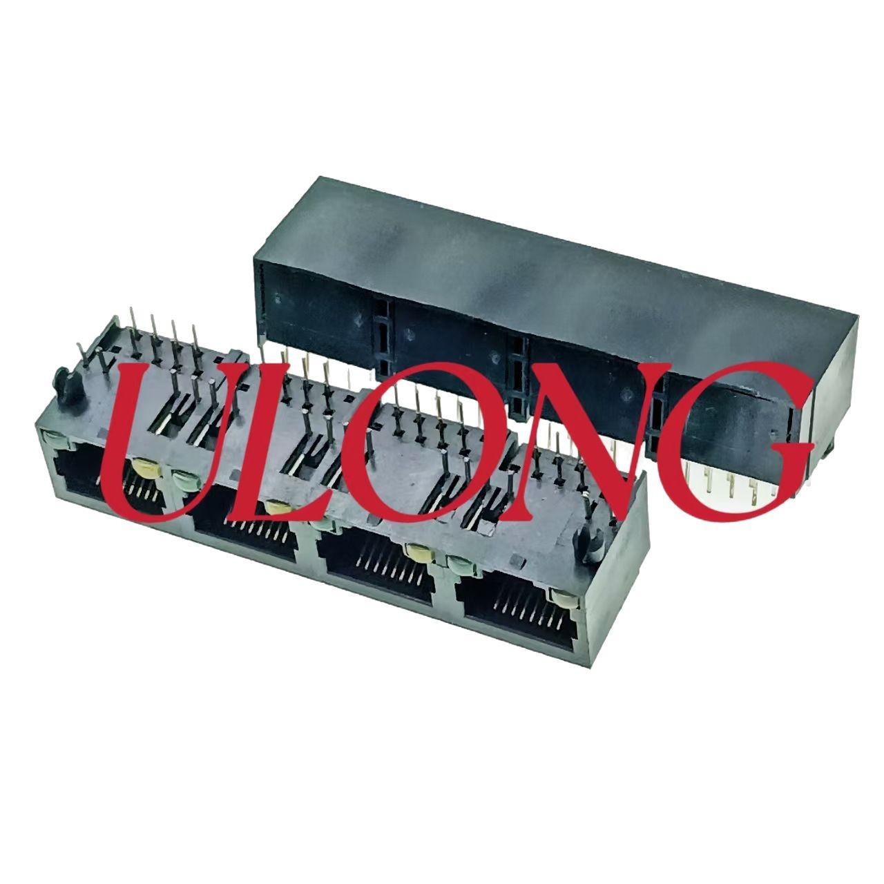 RJ45-1X4 带灯口朝下8P8C  全塑