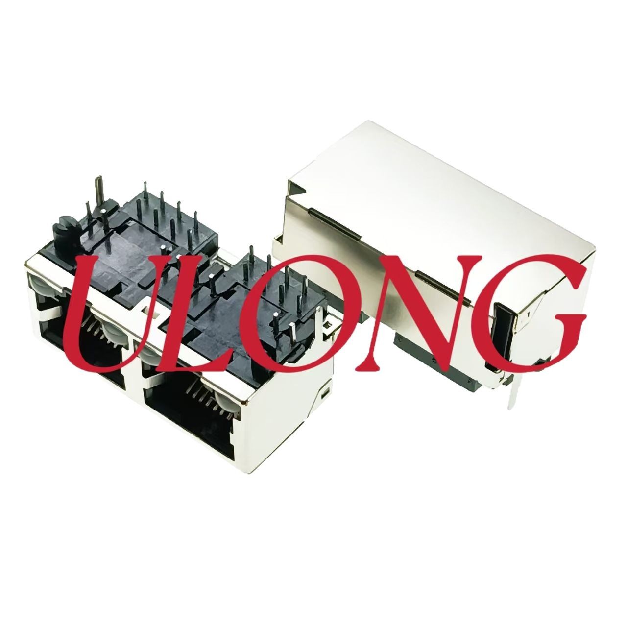 RJ45连接器网络插座1X2带灯无弹 17.7MM