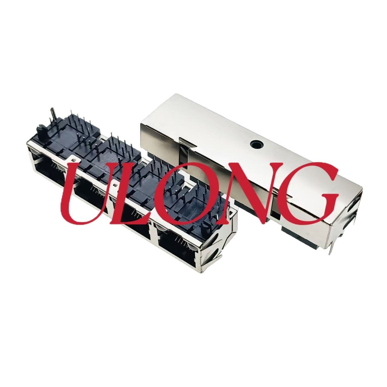 RJ45连接器网络插座1X4带灯带弹左绿黄右绿黄双色灯 17.7MM