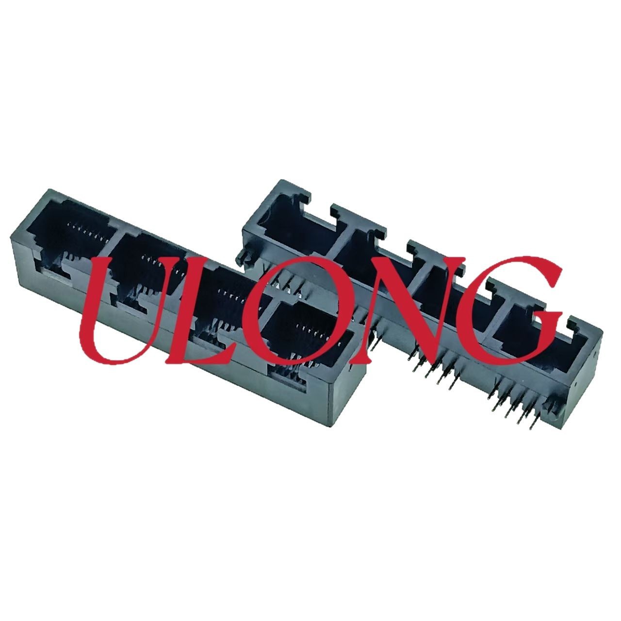 MINI RJ45连接器网口插座4口黑色迷你超薄