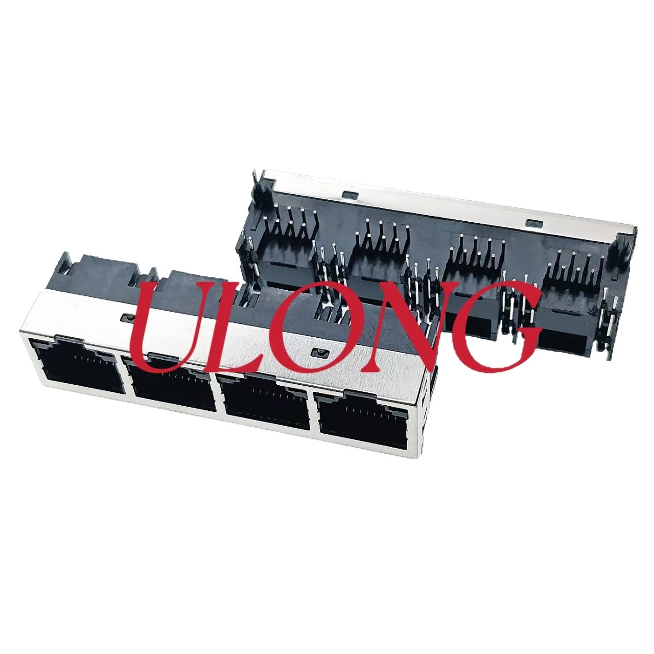 工厂直销RJ45连接器1X4-8P8C带灯屏蔽半包系列