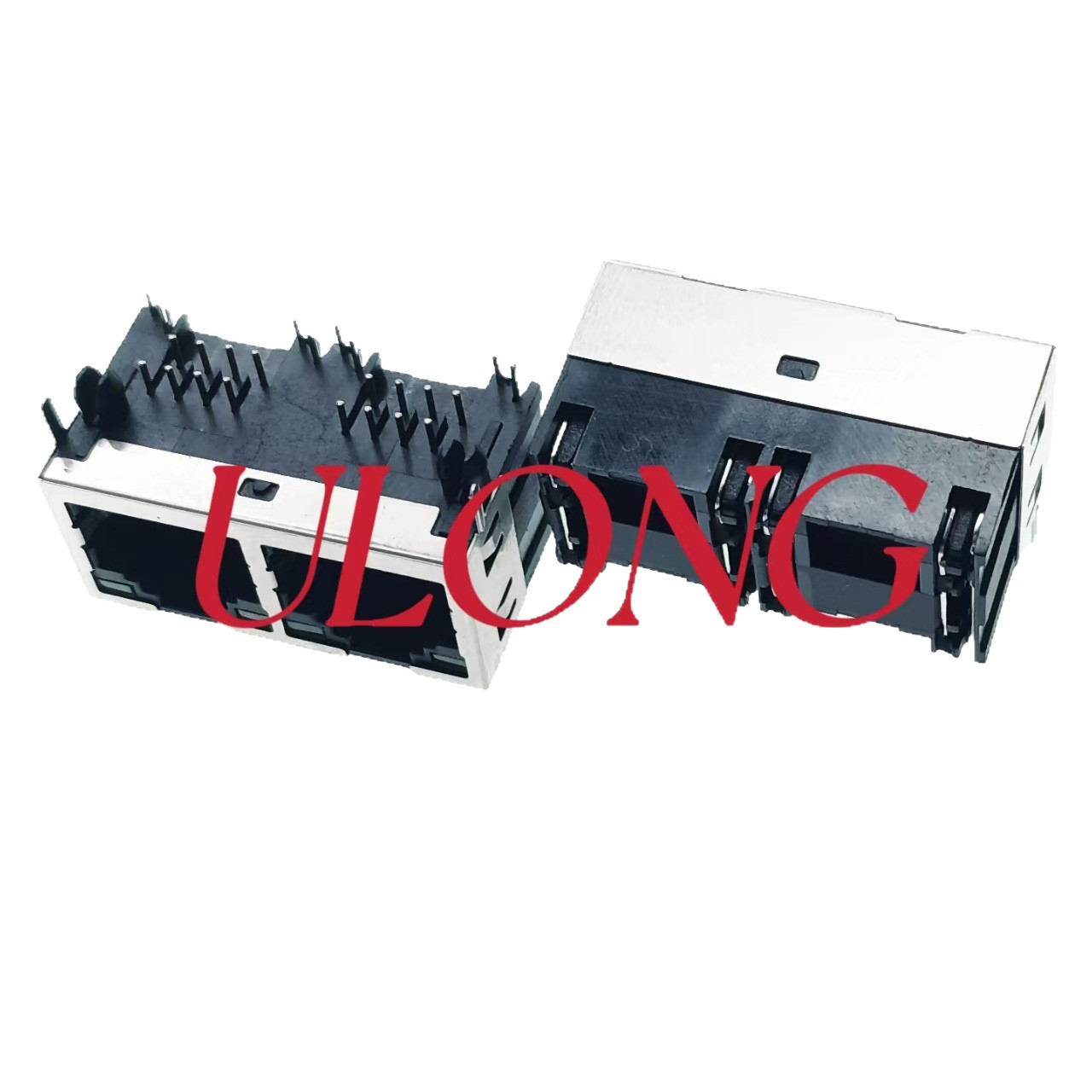 工厂直销RJ45连接器1X2-8P8C带灯屏蔽半包系列