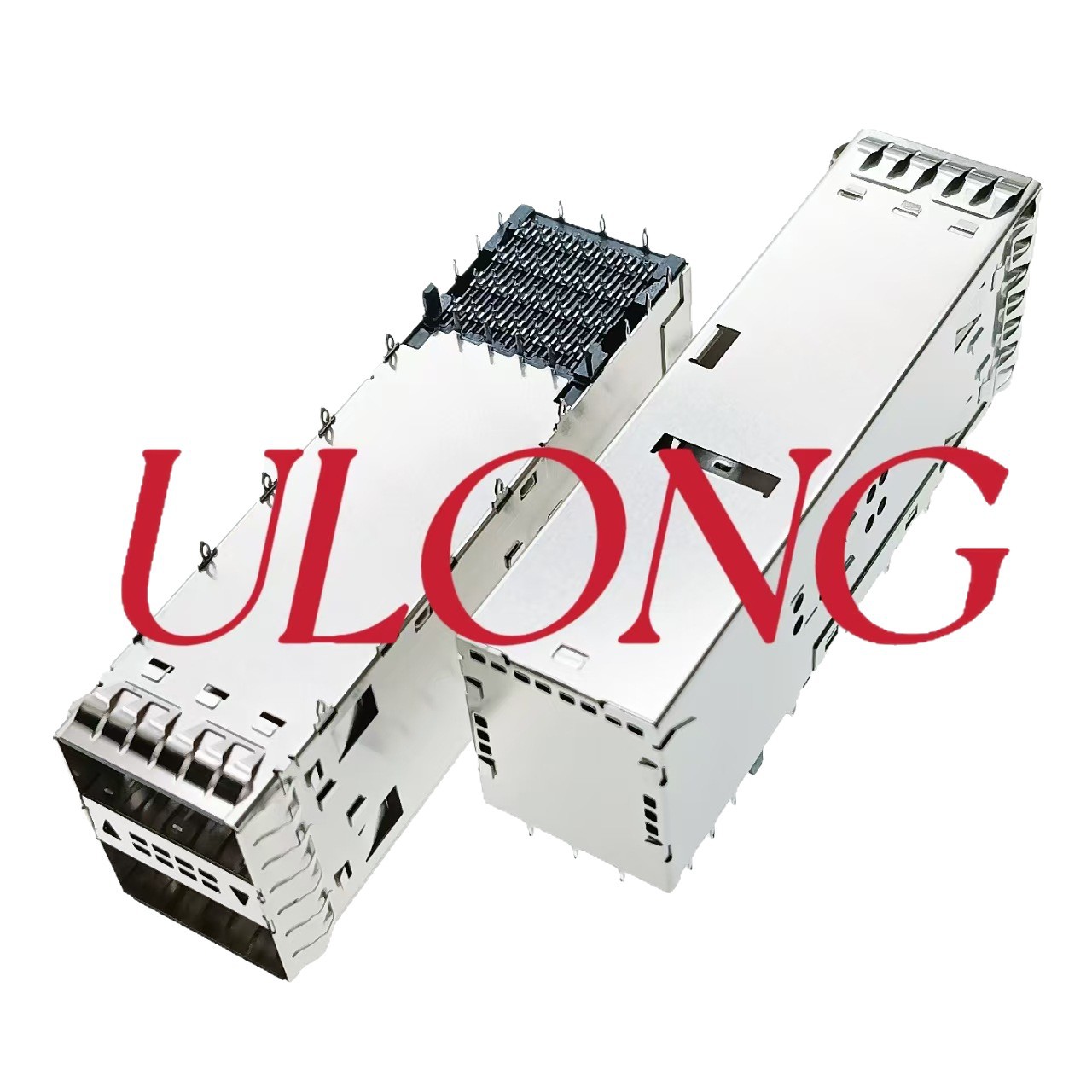 QSFP28光纤笼子连接器2X2带导光柱100G