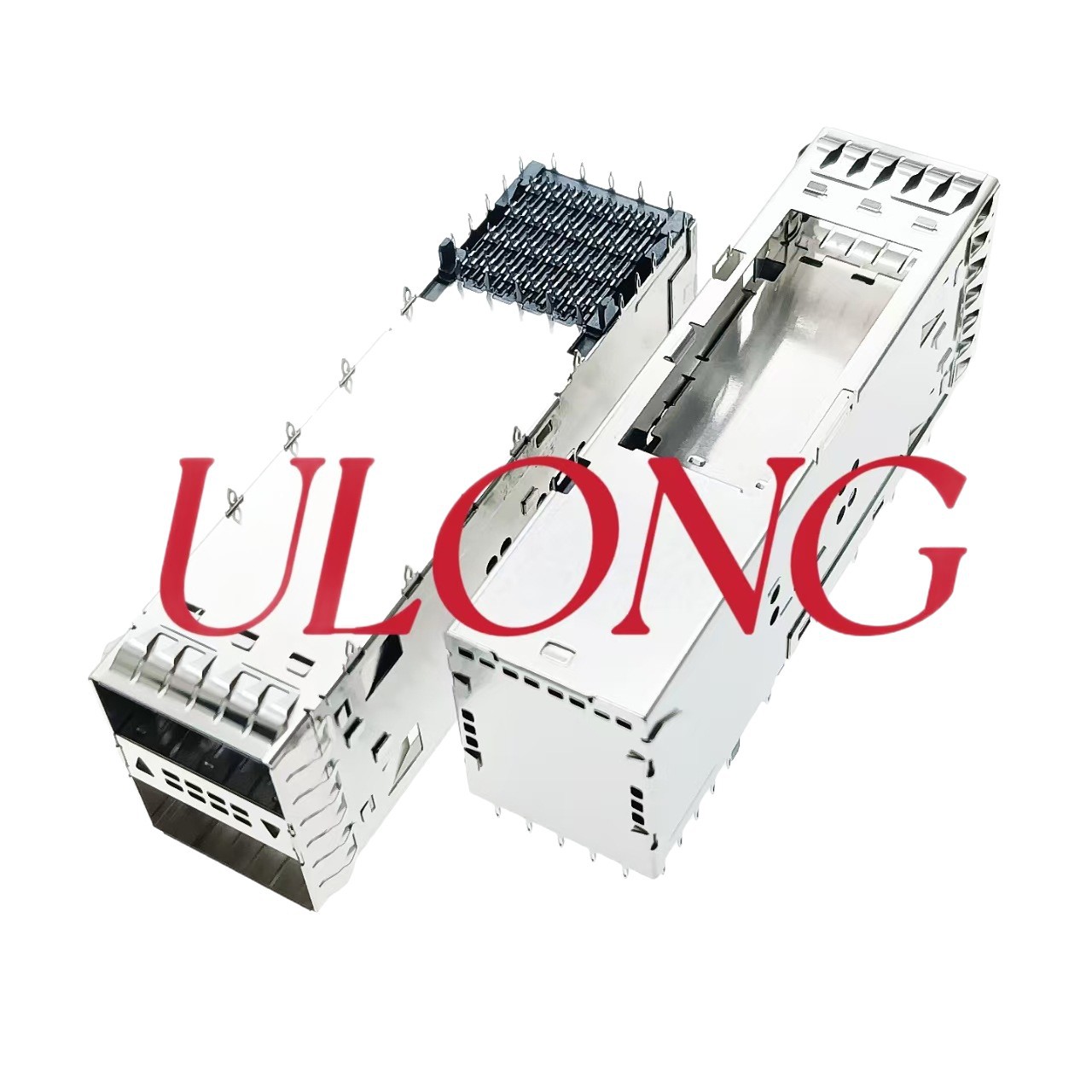 工厂直销 QSFP28光纤笼子连接器2X2带导光柱100G