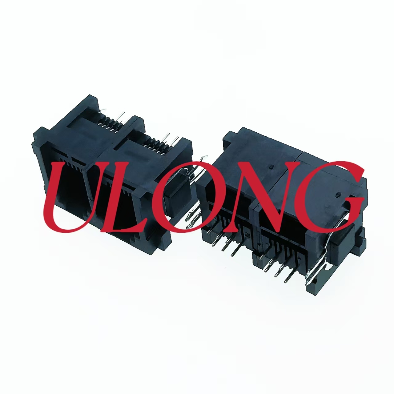 RJ12电话插座180度1X2-6P6C带铁脚