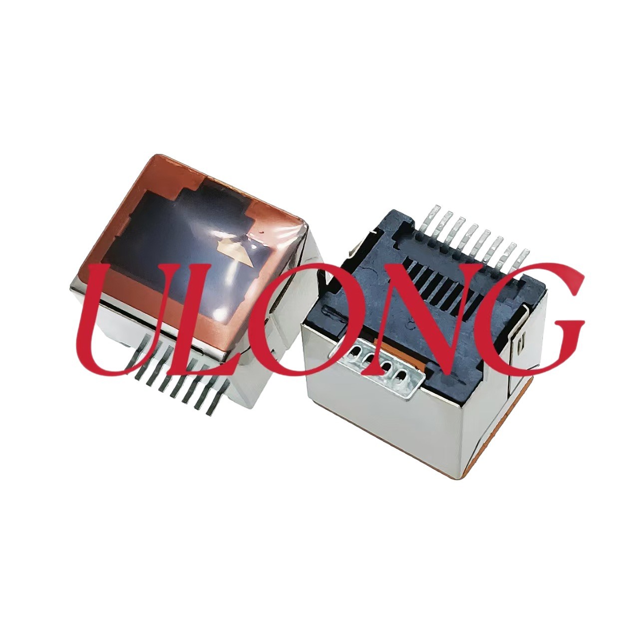SMT RJ45 8P8C 180度贴片带屏蔽外壳 卷带麦拉