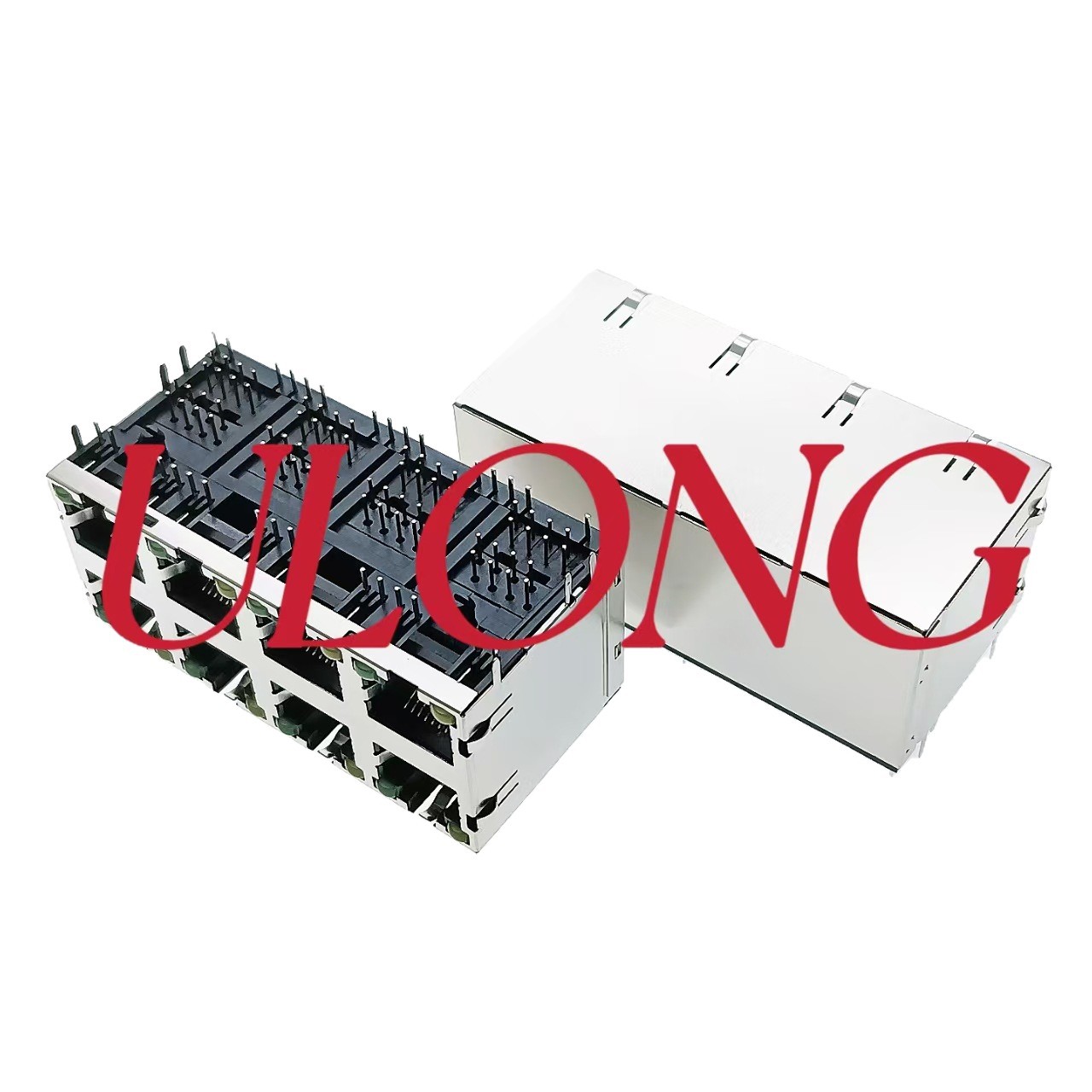 叠层RJ45-2X4带灯左黄右绿正弹大尺寸