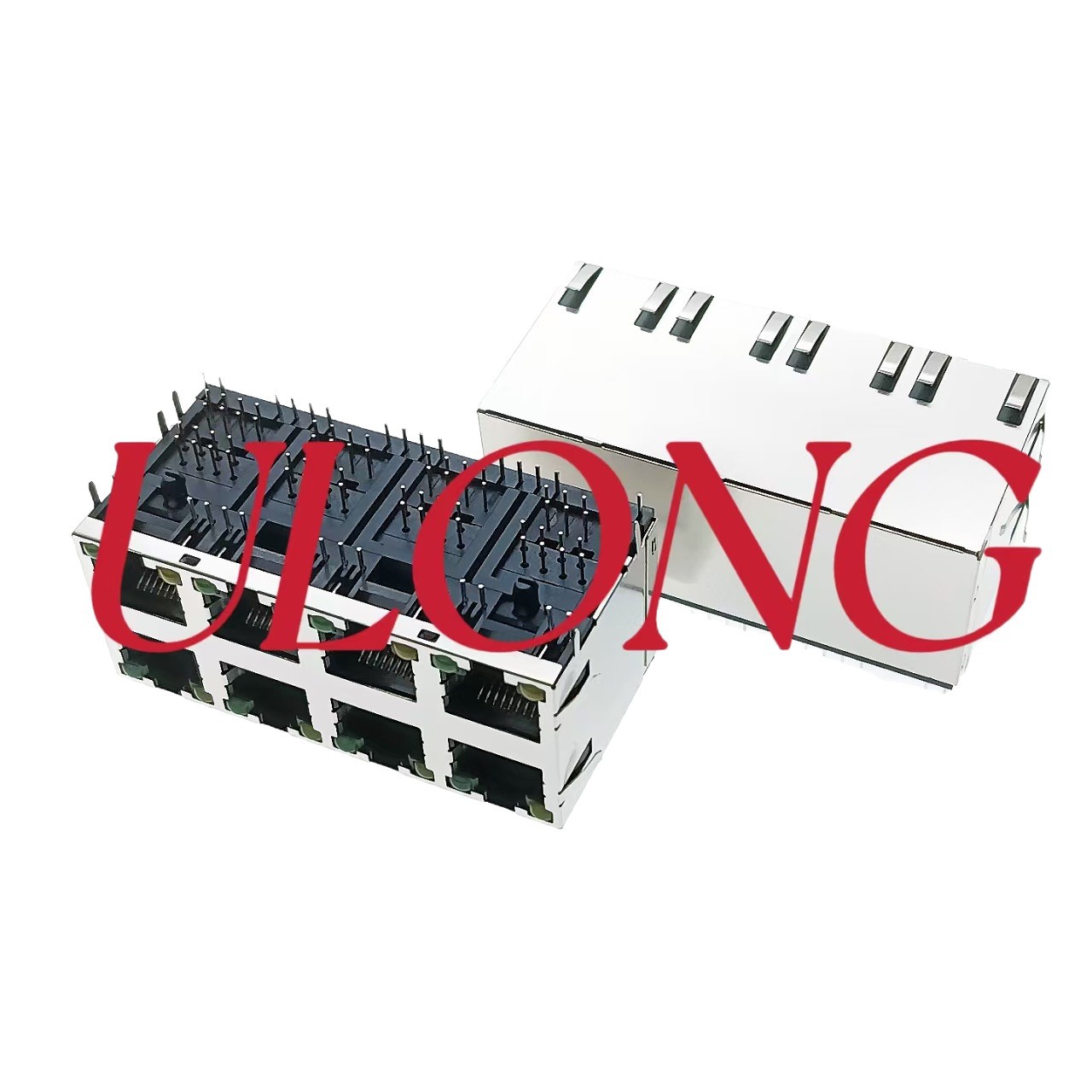 叠层RJ45-2X4带灯左黄右绿反弹大尺寸POE交换机用