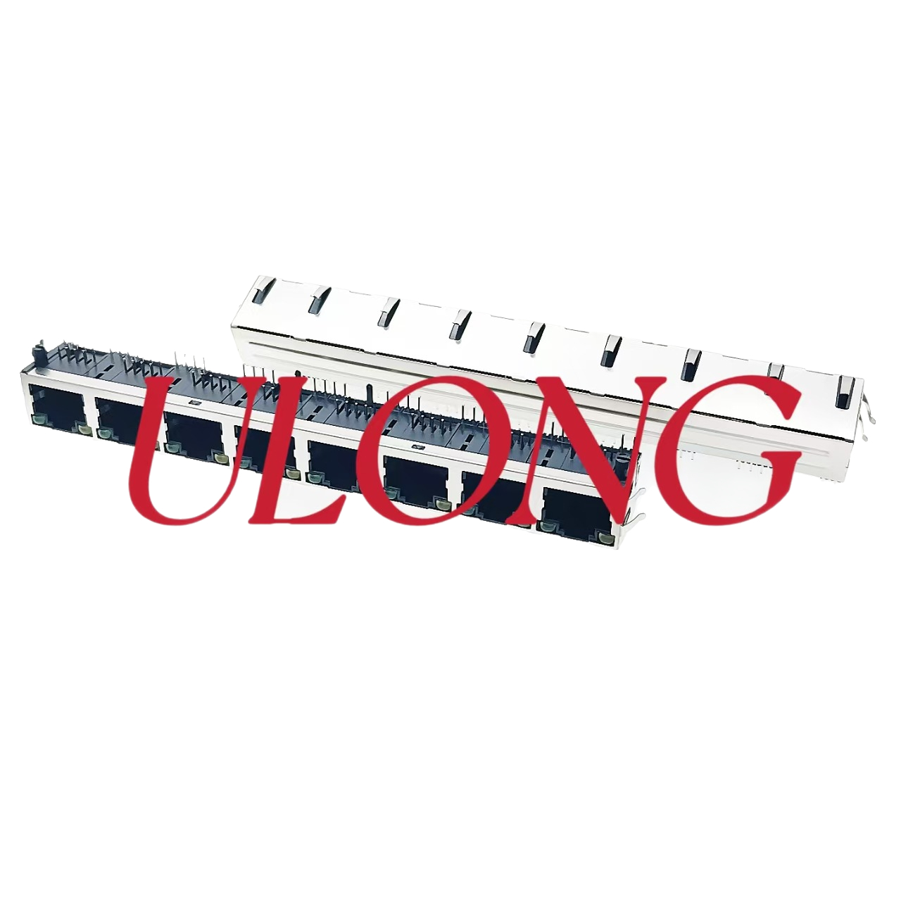 RJ45连接器56-1X8带灯带弹左黄右绿一体式