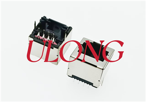 直插RJ45-8P8C 全包屏蔽高=12.7MM 矮体