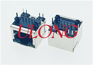 RJ48-10P10C  全包带灯屏蔽左黄右绿网络插座工业类网口朝上