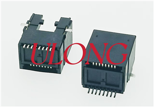 超低SMT RJ45 8P8C 全塑带铁脚外贴