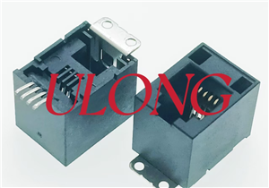 直插SMT RJ11 4P4C 全塑12.7MM带贴片铁脚