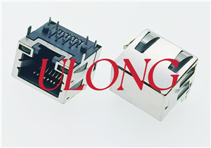 MINI RJ45 8P8C 带灯带弹屏蔽超薄口朝下