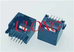 RJ48-10P10C正向黑色全塑口朝上