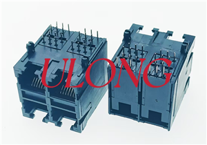 双层RJ12-2X2-6P6C电话连接器全塑