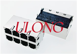RJ11-2X4-6P2C黑色全包屏蔽带弹电话座