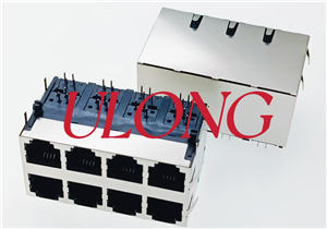 RJ11-2X4-6P4C黑色全包屏蔽底无弹电话座
