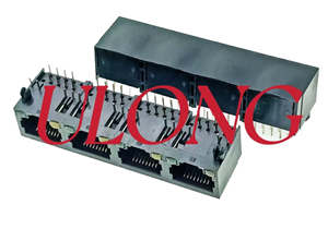 RJ45-1X4 带灯口朝下8P8C  全塑