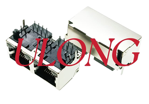 RJ45连接器网络插座1X2带灯无弹 17.7MM