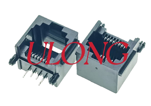 RJ45-8P8C反向黑色全塑口朝上有耳