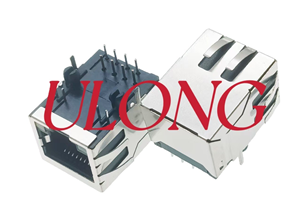 RJ45连接器网络插座1X1口屏蔽带灯带弹