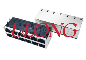 RJ45连接器窄板双层2X6 带灯带弹 交换机用