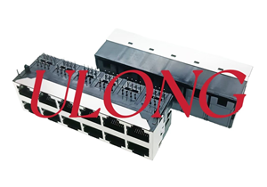 双层RJ45连接器半包2X6无灯无弹