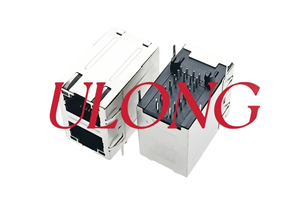 RJ45带滤波器2X1百兆带灯带弹